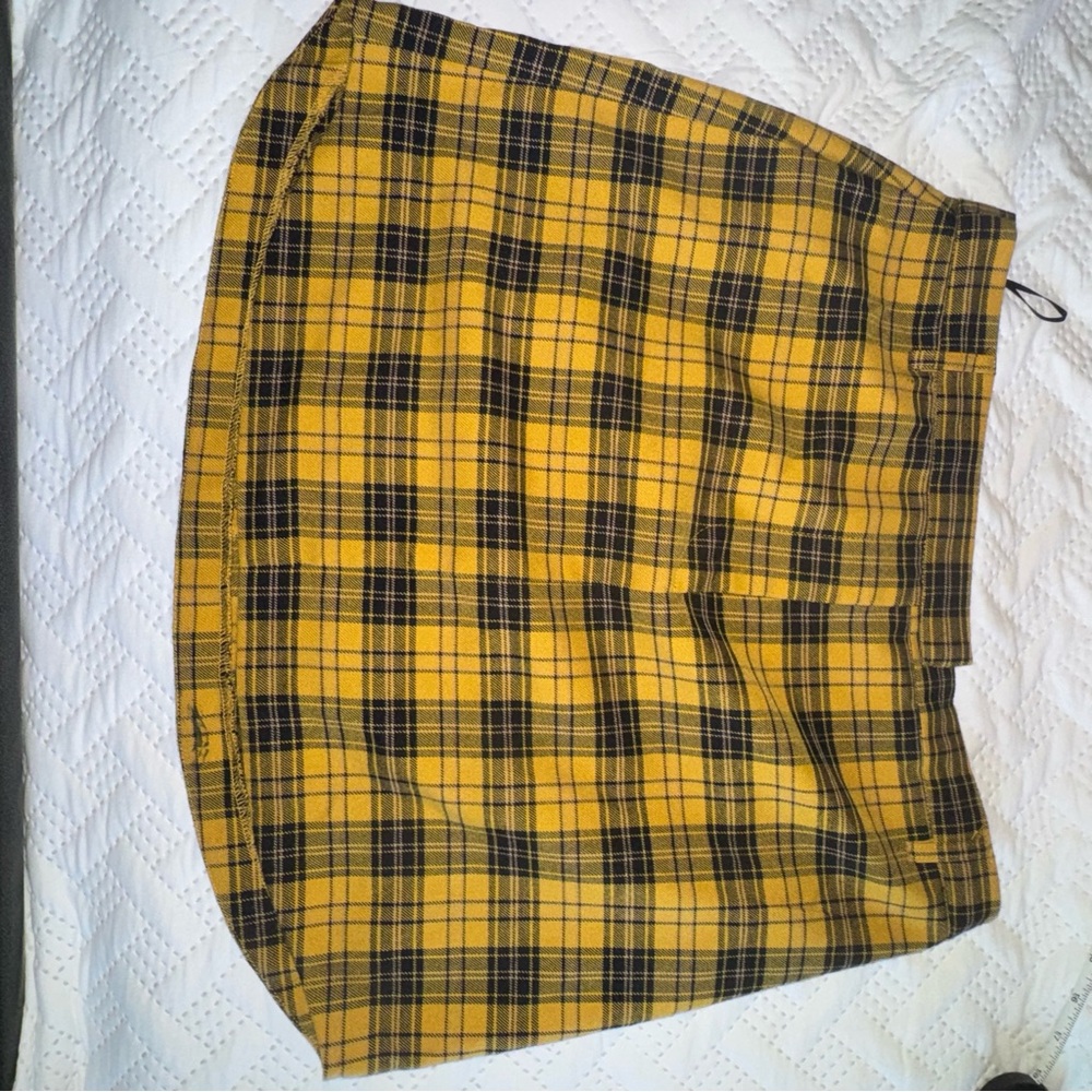 BB Dakota Mustard and Black Plaid Skirt